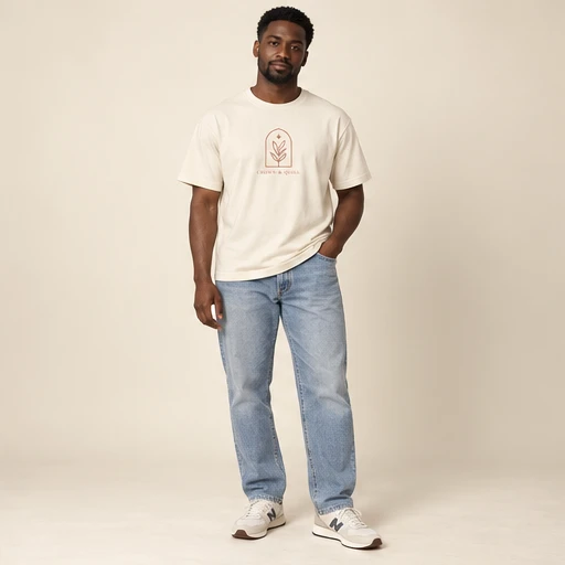 male model 2 wearing the Arc Ivory Botanical T-Shirt design concept