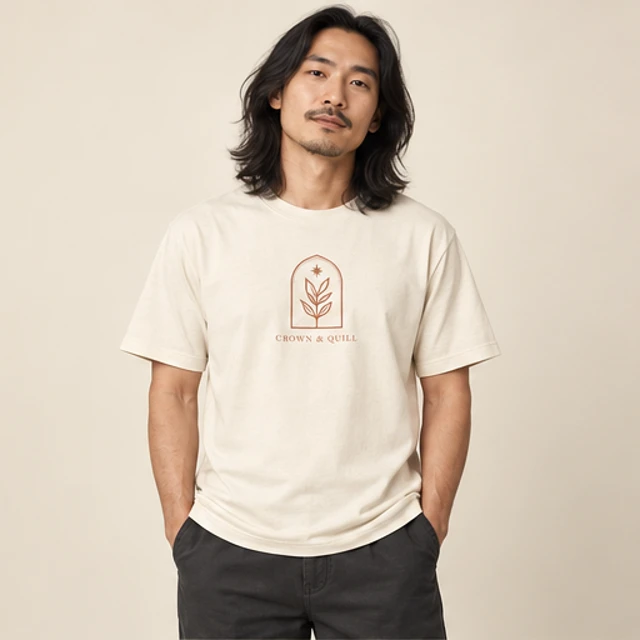 Male model 6 wearing the Arc Ivory Botanical T-Shirt