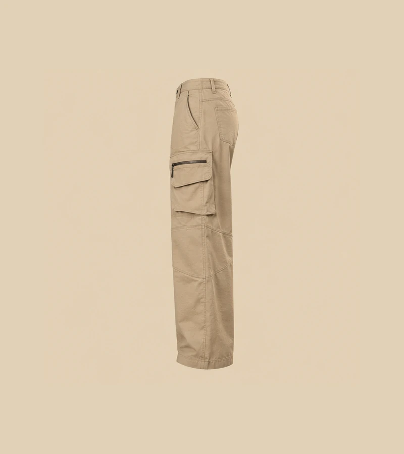 Contour Sand Cargo Trousers ring2 concept, not real product photography
