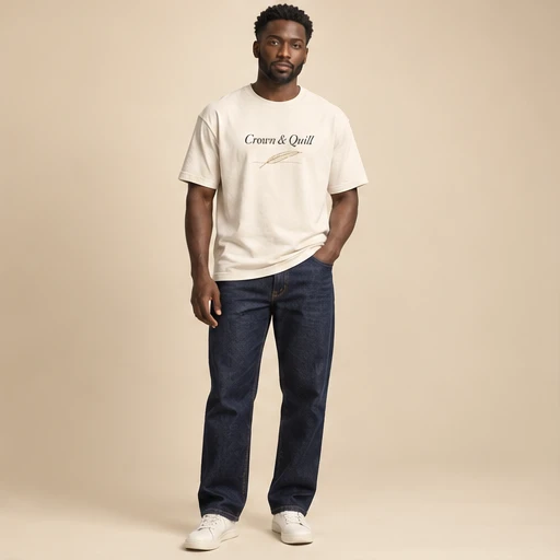 male model 2 wearing the Edition Ivory Script T-Shirt design concept