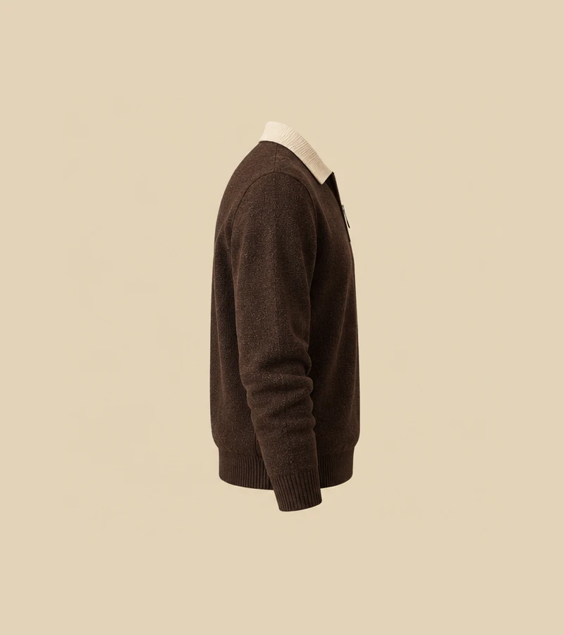 Study Chocolate Half-Zip Polo ring2 concept, not real product photography