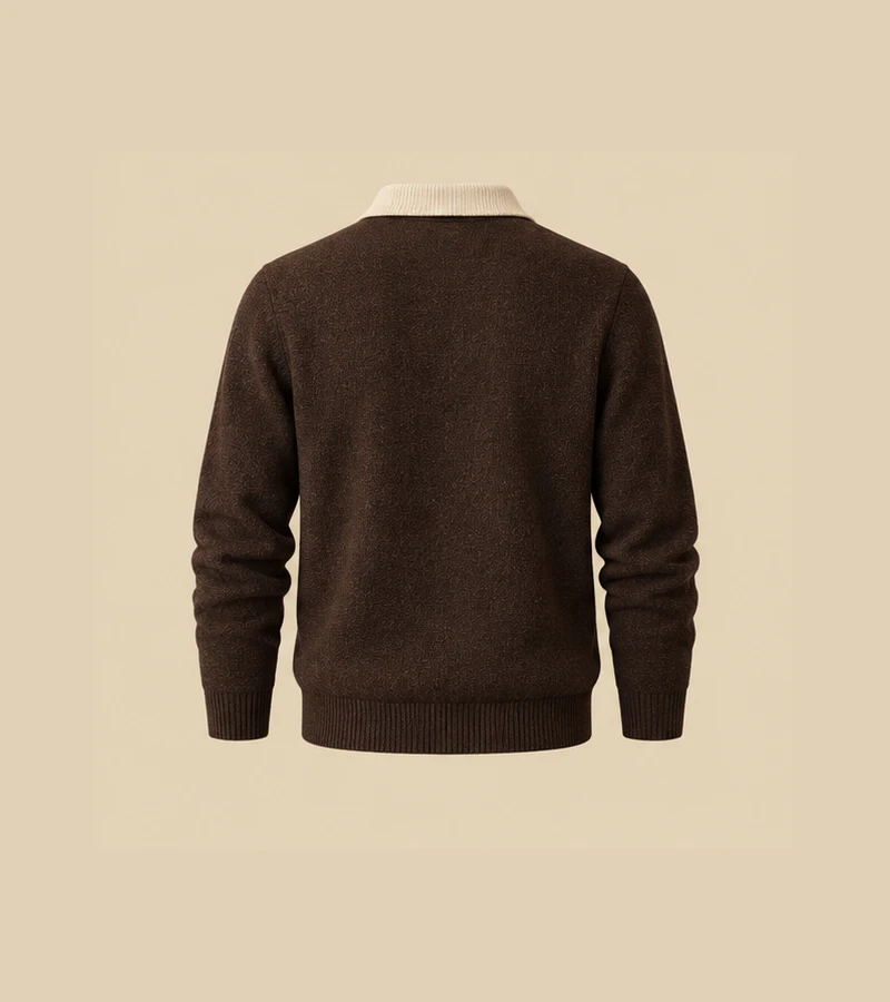 Study Chocolate Half-Zip Polo ring4 concept, not real product photography