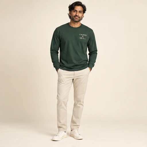 male model 1 wearing the Linea Forest Long-Sleeve T-Shirt design concept
