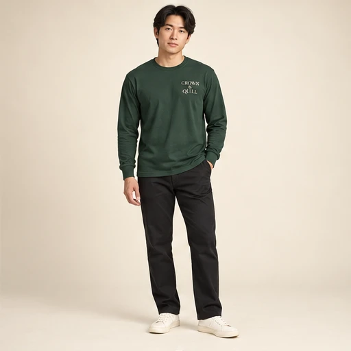 male model 3 wearing the Linea Forest Long-Sleeve T-Shirt design concept