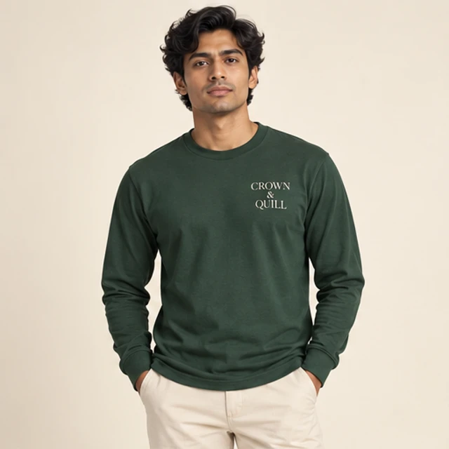 Male model 4 wearing the Linea Forest Long-Sleeve T-Shirt