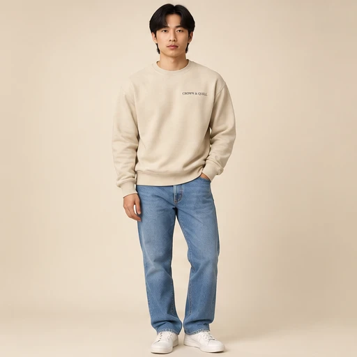 male model 3 wearing the Meridian Stone Crewneck Sweatshirt design concept