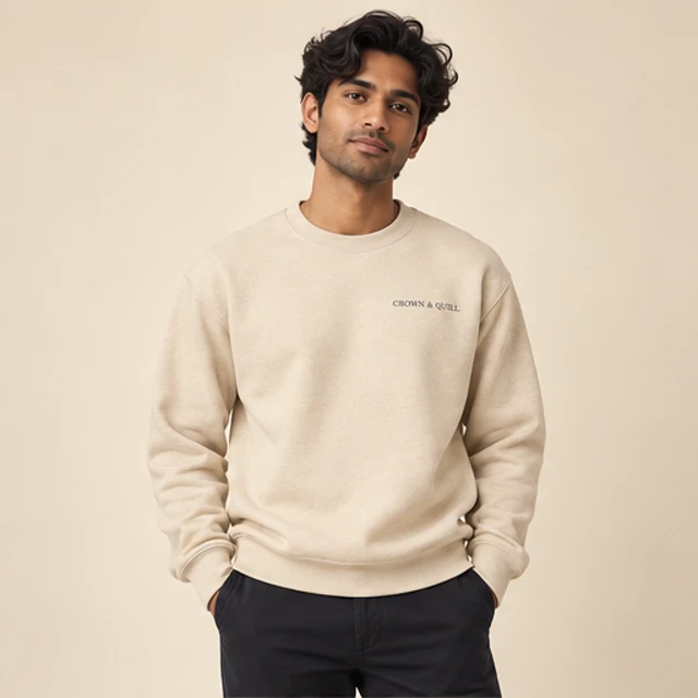 Male model 4 wearing the Meridian Stone Crewneck Sweatshirt