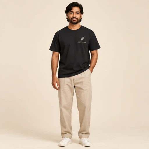 male model 1 wearing the Sable Black Quill T-Shirt design concept