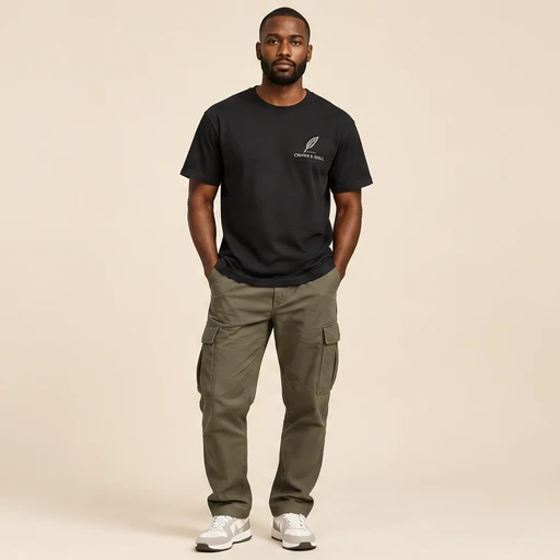 male model 2 wearing the Sable Black Quill T-Shirt design concept