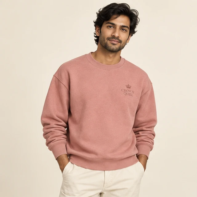 Male model 4 wearing the Solace Rose Tonal Sweatshirt