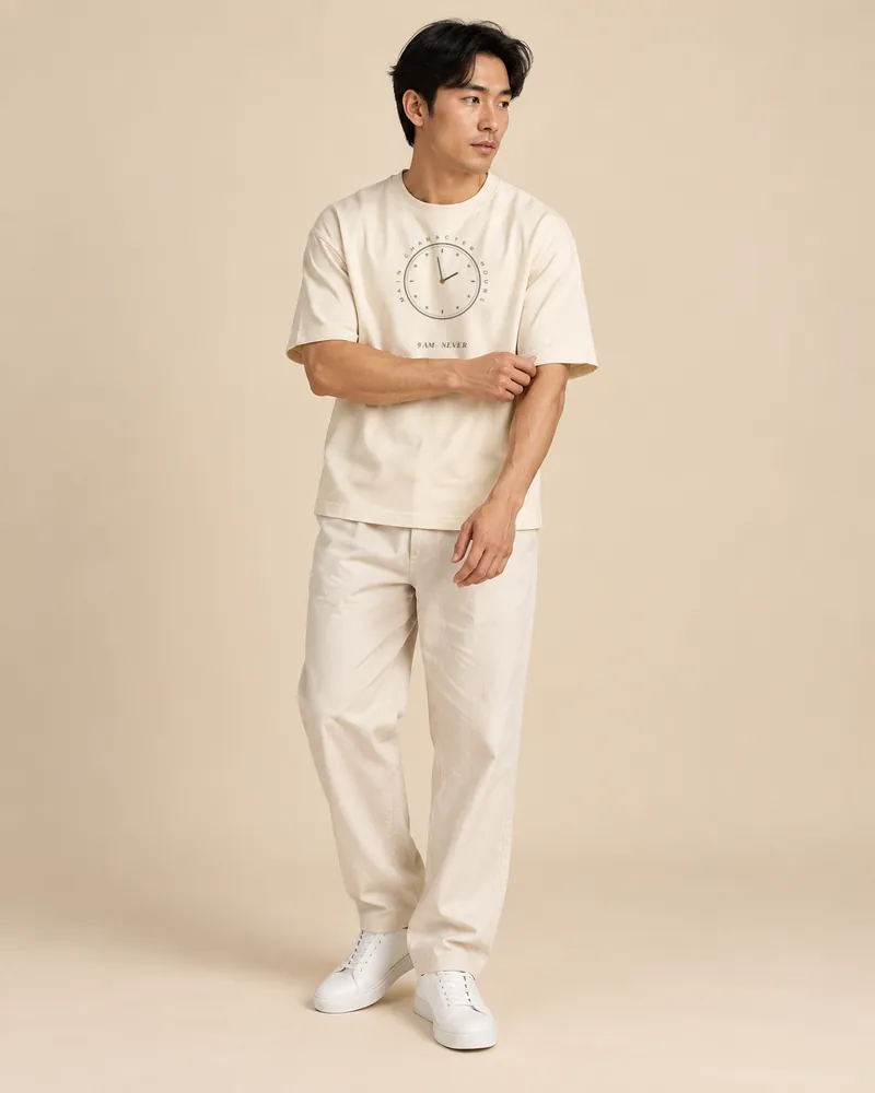 male model 2 wearing the Main Character Hours T-shirt